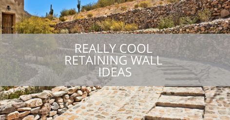 If have uneven ground outside your house, check out our list of retaining wall ideas for inspiration on your next project. Retaining Wall Steps Ideas, Cobblestone Retaining Wall, Retaining Wall Design Ideas, Driveway Retaining Wall Ideas, Retaining Wall Ideas Hillside Backyard, Retaining Wall Backyard, Backyard Retaining Wall Ideas, Retaining Walls Ideas, Retaining Wall With Steps