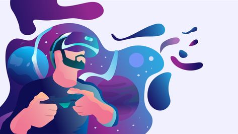 Vr Illustration, Cartoon Characters As Humans, Flat Art, Free Vector Illustration, Vr Experience, More And More, Animated Icons, Theme Design, Virtual Reality