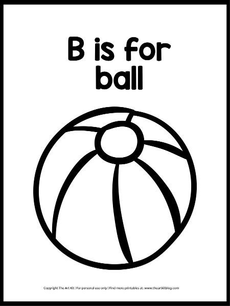 B is for Ball Coloring Page (Instant Download!) - The Art Kit B For Ball Worksheet, Letter B Ideas For Preschool, B Is For Ball Craft, B For Ball, Letter B Preschool Crafts, B Is For Ball, Ball Pictures, B Activities For Preschool, B Is For Craft