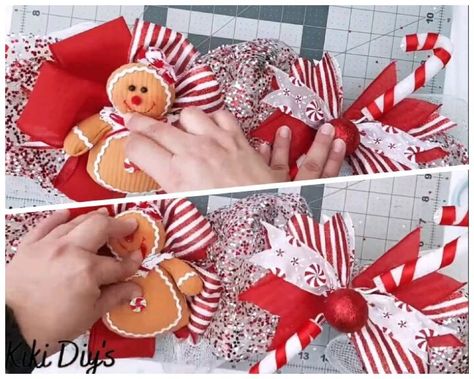 Gingerbread Christmas Garland, Gingerbread Garland Ideas, Diy Gingerbread Garland, Gingerbread Wreath Diy, Gingerbread Garland Diy, Gingerbread Themed Christmas Decor, Gingerbread Tablescape, Fabric Garland Diy, Gingerbread Garland