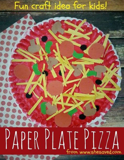 Paper Plate Pizza Craft, Paper Plate Pizza, Diy – Velikonoce, Pizza Craft, Babysitting Crafts, Kindergarten Activity, Paper Plate Crafts For Kids, Toddler Arts And Crafts, Preschool Arts And Crafts