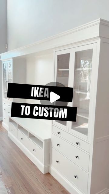 DIY - IKEA Hack | @kristinsrendition created this beautiful custom-made built-in entertainment center using the IKEA Hemnes cabinets. 
If you’ve been deb... | Instagram Ikea Media Storage Hack, Ikea Dinning Room Storage, Ikea Entertainment Center Hacks, Ikea Built In Hack Entertainment Center, Ikea Entertainment Unit Hack, Ikea Built In Entertainment Center, Entertainment Center Ikea Hack, Ikea Media Wall Hack, Hemnes Ikea Hack