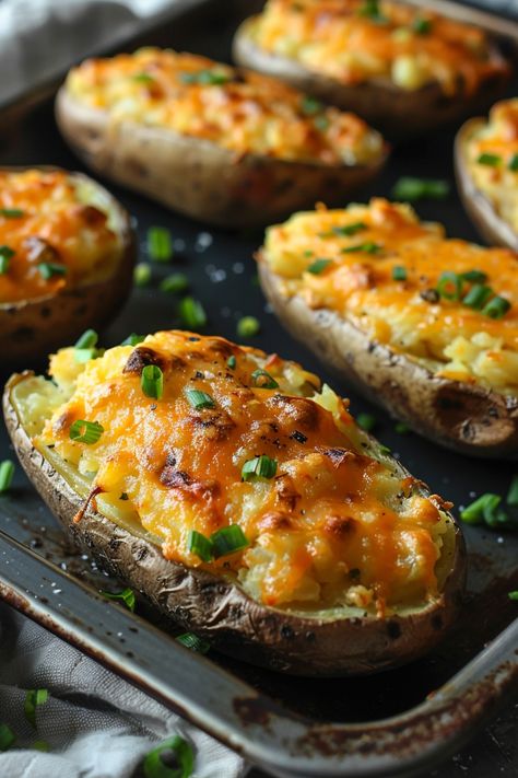 Baked Potato Bar Toppings, Double Baked Potatoes, Twice Baked Potatoes Recipe, Cooking Mashed Potatoes, Loaded Baked Potato Casserole, Baked Potato Casserole, Baked Potato Recipes, Potato Recipes Side Dishes, Potatoe Casserole Recipes