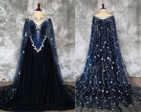 Starry Dresses, Navy Blue Wedding Dresses, Blue Fantasy Dress, Navy Blue Wedding Dress, Medieval Dress Princess, Nature Serenity, Wedding Dresses V Neck, Summer Gowns, Bridal Gowns Vintage