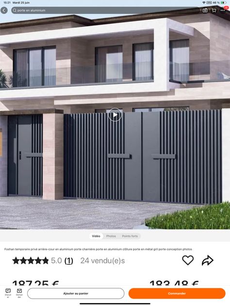 Front Gate Wall Design, Contemporary Main Gate Design, Contemporary Gate Design Modern, Garage Gate Design, Modern House Gate, Ms Gate Design Modern, Simple Gate Design Modern Steel, Home Steel Gate Design, Garage Steel Gate Design