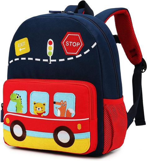 Amazon.com | willikiva Car Dinosaur Kids Toddler Backpack for Boys and Girls Children Waterproof Preschool Bag(Red Scool Bus) | Kids' Backpacks Tut Bag, Mom Dr, Dinosaur Backpack, Toddler Backpack, Music Party, Boys Backpacks, Dinosaur Kids, Kids Backpacks, Toddler Boys