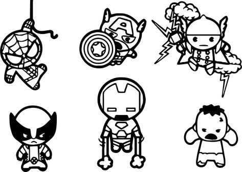 Chibi Superhero, Avengers Coloring Pages, Baby Marvel, Chibi Coloring Pages, Chibi Marvel, Avengers Coloring, Superhero Coloring Pages, Baby Avengers, Avengers Cartoon