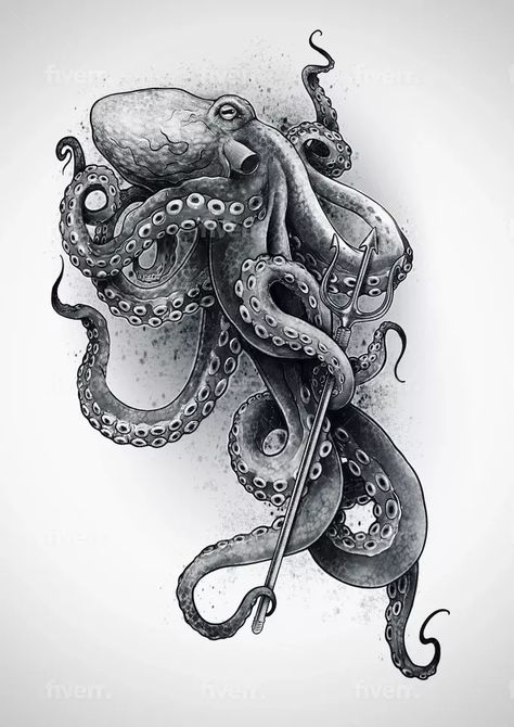 Kraken Tattoo Design Drawings, Realistic Octopus Tattoos, Kraken Tattoo Design, Kraken Tattoos, Octopus Art Drawing, Tattoo Japonais, Realistic Tattoo Design, Foo Dog Tattoo Design, Octopus Images