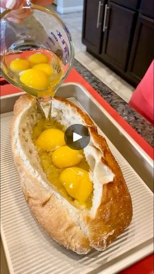 310K views · 2.6K comments | Breakfast Recipes to Feed a Crowd! | Breakfast Recipes to Feed a Crowd!

Mistie shares three yummy breakfast recipes that will impress everyone! | By Kyle & Mistie Knight | Okay, we just pour the eggs
right there inside of the bread Beautiful. And this is 7 eggs.
So we are filling up our bread boat. Beautiful. Good. Isn't
that look good? I'm going to take some butter. Okay. And put
a little bit of butter in there and the way I like to add
butter to my dishes is using the grater. This is a really
cool trick. Look at that. That way you can just get just the
right amount of butter. Perfect. Alright? Of course, we
can't have eggs without salt and pepper. Hello Emily. Hello Carrie.
Emily from Nova Scotia. Yep. Hey guys. This is a good one.
We are making a breakfast Easy Impressive Breakfast, Easy Breakfast For Work, Bread Boat Recipes, Yummy Breakfast Recipes, Unique Breakfast Ideas, Egg Boats Recipe, Stale Bread Recipes, Lite Snacks, Crowd Breakfast