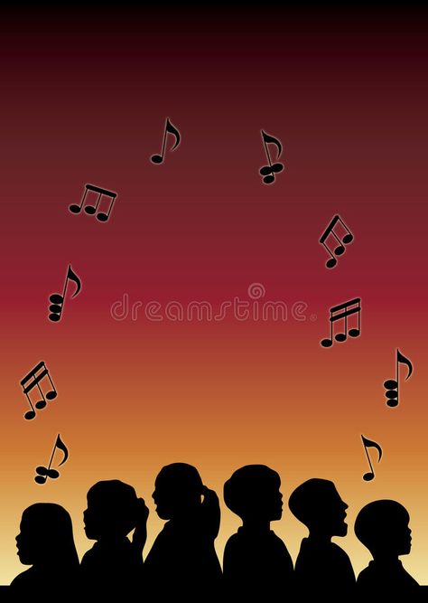 Children s Choir. Silhouette of children s choir with music notes floating up on #Sponsored , #SPONSORED, #sponsored, #Choir, #children, #notes, #Silhouette Choir Poster Design, Choir Illustration, Choir Art, Choir Poster, Children Silhouettes, Choir Room, Cricut Supplies, Choir Music, Sports Meet