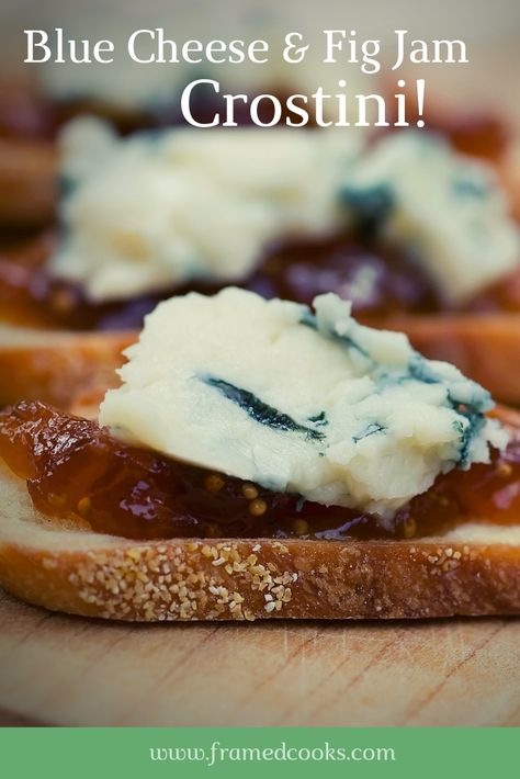 Fig Jam Crostini, Blue Cheese Crostini, Blue Cheese Recipes, Cheese Crostini, Crostini Appetizers, Fall Appetizers, Light Appetizers, Snack Prep, Fig Jam