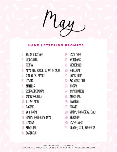 Lettering Prompts, June Lettering, Lettering Practice Sheets, Lettering Worksheets, Hand Lettering Practice Sheets, June Challenge, 30 Day Drawing Challenge, Hand Lettering Worksheet, Hand Lettering Practice