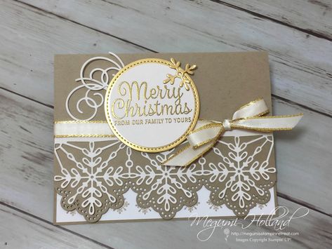 Swirly Snowflakes Christmas Card - Card Club - Meg Holland, Stampin' Up! Demonstrator Christmas Cards 2017, Homemade Holiday Cards, Snowman Snowflake, Stamped Christmas Cards, Snowflake Cards, Christmas Card Inspiration, Cricut Christmas, Card Layouts, Card Crafting