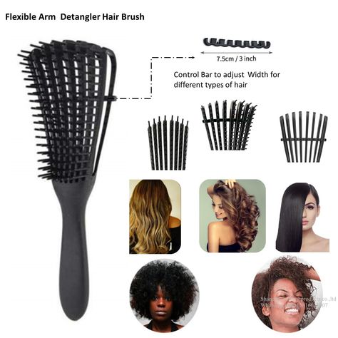 black detangling brush set for 3c to 4c curly hair also for straight hair Brush For 4c Hair, Combs For Curly Hair, Towel Wrap Hair, 4c Curly Hair, Comb For Curly Hair, Hair Care Kit, Curly Hair Brush, 3c Hair, Hair Brush Set