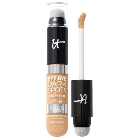 Bye Bye Dark Spots Concealer + Serum with Niacinamide & Hyaluronic Acid - IT Cosmetics | Sephora Dark Concealer, It Cosmetics Concealer, Uneven Skin Texture, Perfect Complexion, Dark Circles Under Eyes, Makeup Brush Cleaner, Creamy Concealer, Too Faced Concealer, Makeup Concealer