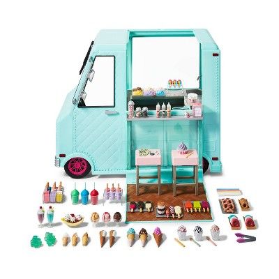 Our Generation Sweet Stop Ice Cream Truck - Light Blue : Target Our Generation Doll Accessories, American Girl Doll Sets, Our Generation Doll, Sweet Kitchen, Barbie Doll Set, Barbie Food, American Girl Doll Stuff, Generation Dolls, Barbie Sets