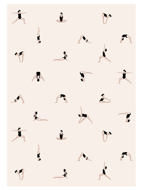 Yoga at ArtfullyWalls, girl doing yoga Yoga Pattern Design, Yoga Prints Art, Yoga Iphone Wallpaper, Fitness Illustration, Yoga Pattern, Yoga Drawing, Yoga Ashtanga, Arte Yoga, Fitness Wallpaper