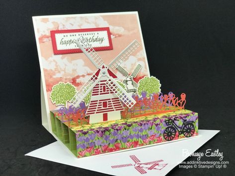 Addinktive Designs, Stamping Techniques Card Tutorials, Potted Geraniums, Window Cards, Tulip Fields, Easel Cards, Fancy Fold Cards, Card Tutorial, Fancy Folds