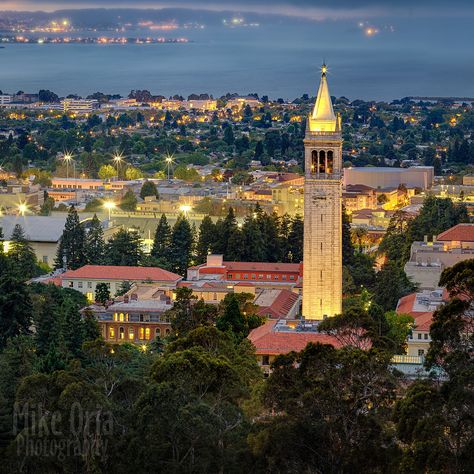 Evening twilight over UC Berkeley (Cal) campus, shot from the Berkeley hills.  I was working an assignment for a website to get this shot, but as luck would have it, this time of year is when the summer fog rolls in over the hills most evenings just after sunset. On five prior attempts, i came away empty handed, that is, unable to see San Francisco on the horizon due to fog, or completely socked in in Berkeley. The unexpected rainstorm Monday night was telling me the clouds might break and th... Berkley University Campus, Uc Berkeley Campus, Uc Berkeley Aesthetic Wallpaper, Berkley University Aesthetic, Berkeley University Aesthetic, Uc Berkeley Aesthetic, Berkeley Aesthetic, Berkley University, Berkley California