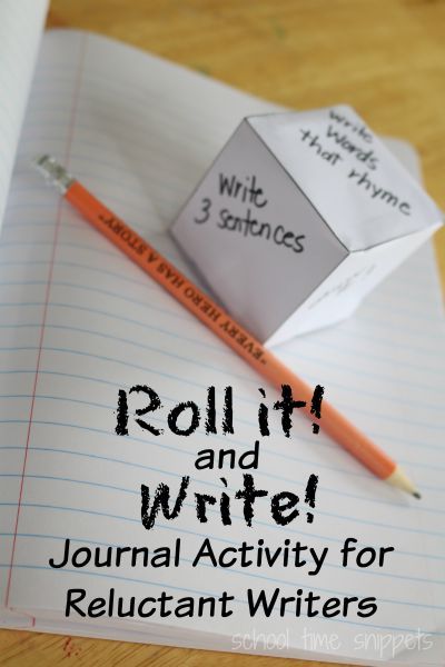 Roll It! and Write! is a fun and simple journal activity for your reluctant writer(s) no matter what age! Make Writing Fun, Fun Writing Activities For Kids, Language Activities For Kids, Writing Activities For Kids, Writing Games For Kids, Write Journal, Simple Journal, Journaling Writing, School Age Activities