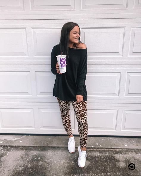 Do you drink soda? I usually don’t but @mcdonalds diet coke is a weakness😏 If you haven’t snagged these amazon leopard leggings yet, you’re missing out sis! basic top and sneakers are also off amazon!🙌🏼Click the link in my IG bio to shop my full outfit 💕 #LTKunder50 #LTKfit #LTKcurves #liketkit http://liketk.it/2WGsG @liketoknow.it Leggings And Sneakers Outfit, Animal Print Leggings Outfit, Leopard Print Leggings Outfit, Leopard Leggings Outfit, Leggings And Sneakers, Printed Leggings Outfit, Ig Bio, Fall Sweater Dress, Athleisure Leggings