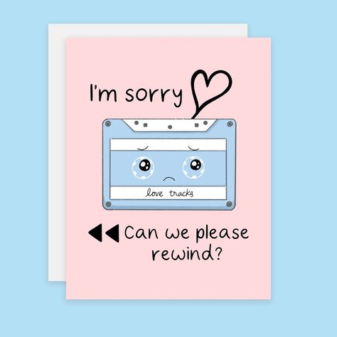 Cassette Tape Apology Sorry Message For Friend, Sorry Message For Boyfriend, Sorry Card, Apology Cards, Im Sorry Cards, Apology Gifts, Best Friend Cards, Sorry Gifts, Birthday Card Drawing