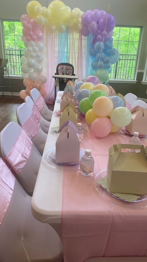 Pastel Party Theme Decoration, Pastel Birthday Party Aesthetic, Pastel Prom Decorations, Danish Pastel Birthday Party, Pastel Bday Party, Pastel Party Aesthetic, Pastel Sweet 16 Theme, Birthday Pastel Theme, Danish Pastel Birthday