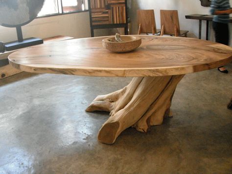 Custom exotic wood furniture available at Saya Couture & Decor Tree Trunk Table Base, Tree Trunk Slices Ideas, Tree Trunk Coffee Table, Stump Ideas, Tree Trunk Table, Trunk Table, Natural Wood Furniture, Wood Table Design, Live Edge Furniture