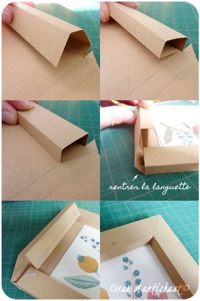 Cadre Photo Diy, Cardboard Picture Frames, Penanda Buku, Diy Photo Frames, Cardboard Frame, Folding Origami, Seni Dan Kraf, Diy Picture Frames, Origami Box