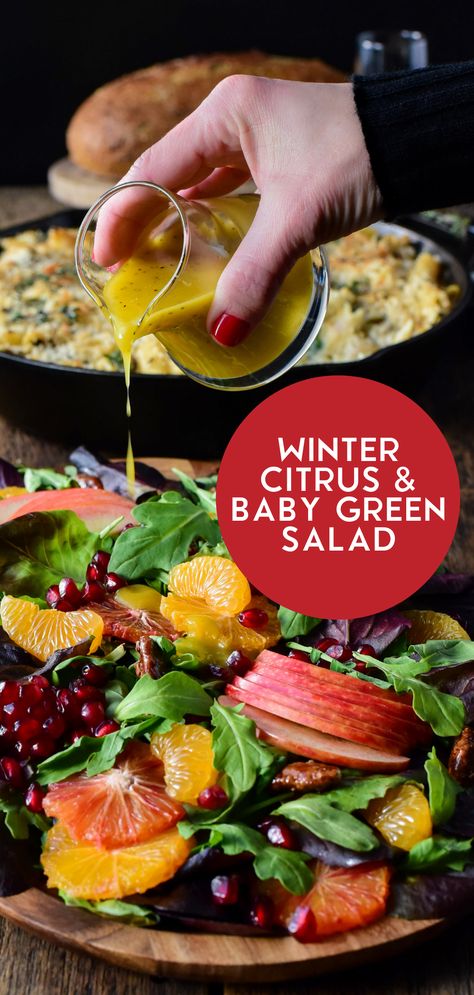 Winter Orange Salad, Orange Lettuce Salad, Salad Ideas Winter, Orange And Pomegranate Salad, Clementine Salad Recipe, Pomegranate Salad Recipes Thanksgiving, Fall Salad With Pomegranate Seeds, Pomegranate Orange Salad, Citrus Pomegranate Salad