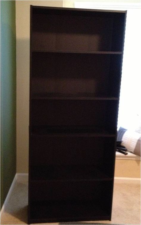 Simple {and Cheap} DIY Bookcase Makeover! Upgrade Cheap Bookcase, Cheap Bookshelf Makeover, Diy Bookcase Makeover, Dark Wood Bookcase, Cheap Bookcase, Cheap Bookshelves, Diy Bookcase, Cheap Shelves, Shelf Makeover