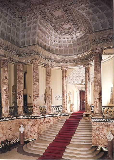 Holkham Hall, Marble Hall, Neoclassical Interior, Neoclassical Architecture, Castles Interior, Grand Homes, Mansion Interior, Stairway To Heaven, Classical Architecture