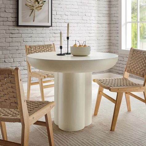 A decor collection that will stop you from scrolling further. 🤌 Shop them today using the link in our bio! #homedecor #collection #inspiration #homedécor #buynow #decorideas #outdoordecor #kbsupply Round Concrete Dining Table, Contemporary Modern Dining Table, Small Round Dining Table, Compact Dining Table, Concrete Overlay, Cozy Breakfast Nook, Concrete Dining Table, Contemporary Home Office, Kitchen Features