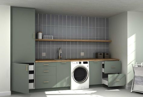 1-affordable-ikea-laundry-room-designs Laundry Room Ideas Ikea, Ikea Utility Room, Laundry Room Cupboards, Ikea Basement, Ikea Laundry Room Cabinets, Cheap Storage Ideas, Diy Laundry Room Ideas, Modern Ikea Kitchens, Ikea Kitchen Installation