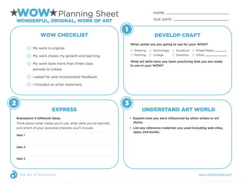 Art Studio Classroom, Student Self Assessment, Planning Sheet, Art Handouts, Assessment Rubric, Classroom Lesson Plans, Art Criticism, Instructional Strategies, Art Worksheets