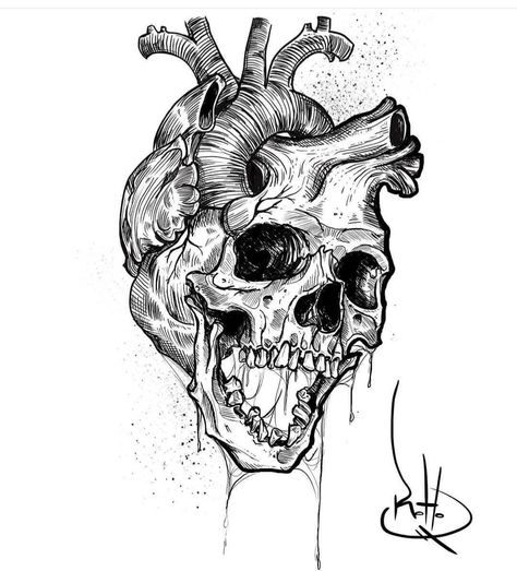 Cardiology Art, Anatomical Heart Drawing, Anatomical Heart Art, Ancient Art Tattoo, Anatomical Heart Tattoo, Skull Sketch, Rune Tattoo, Black And White Illustrations, Spooky Tattoos