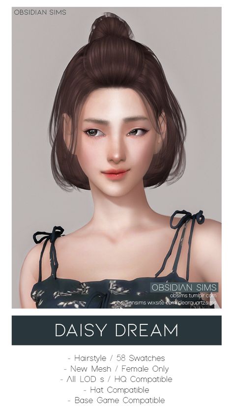 「 OBSIDIAN 」 — ✥ DAISY DREAM HAIRSTYLE ✥ Sims 4 Hair Cc Female Korean, Cc Hair The Sims 4, Sim4 Cc Hair, Sims 4 Short Hair, Ts4cc Hair, Sims 4 Nails, Mod Hair, Sims 4 Game Mods, David Sims