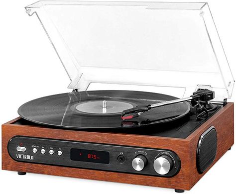 Amazon.com: Victrola All-in-1 Bluetooth Record Player with Built in Speakers and 3-Speed Turntable Mahogany (VTA-65-MAH): Electronics 45 Rpm Adapter, Record Player Speakers, Bluetooth Record Player, Turntable Record Player, Record Player Stand, Vinyl Player, Vinyl Record Player, Vinyl Cd, Built In Speakers