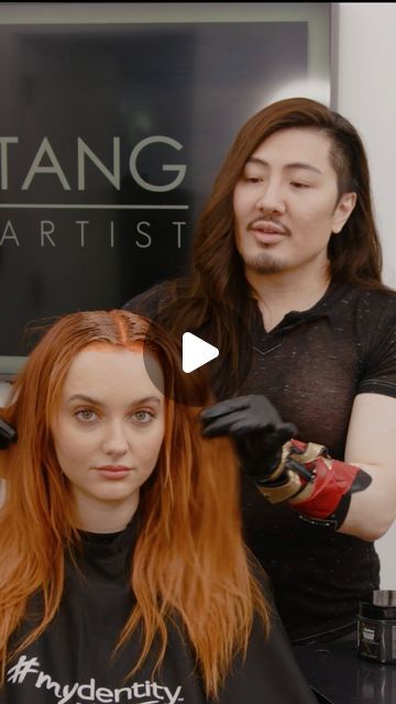 Guy Tang® on Instagram: "I want to share with you the importance of multiple formulations to ensure even color that looks blended while maintaining the health of the hair. 
Understand the usage of Demi color on ends to refresh and permanent on base to lift. 
🔥First step is I lifted her natural level 6 hair with the permanent @guytang_mydentity color 
1️⃣15g Twilight Dream 7 + 40g Midnight Flame7 Permanent with 10vol on her rootage
2️⃣Midnight Flame 7 Permanent with 10vol 
3️⃣Midnight Flame 7 DEMI with a splash of LiftMeUp Bright for Gold enhancement with 6vol on her fade lighten ends to deposit color only. 
🔆With #Olaplex @olaplex No1 and #MyHero X Guy Tang Collagen powder 
🧡I did another Demi glaze overlay on dry using the Demi Midnight Flame 7 1:2 ratio with 6vol for gloss and richnes 7.40 Hair Color, Elumen Hair Color Ideas, Guy Tang Hair Color Formulas, Natural Level 7 Hair Color, Level 6 Hair, Level 6 Hair Color, Level 7 Hair Color, Demi Glaze, Elumen Hair Color