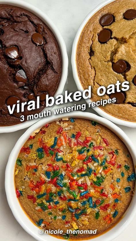 Baked Oats Healthy Breakfast Recipes, Viral Baked Oats, Snickerdoodle Baked Oats, Tracesoats Baked Oats, Blended Baked Oats No Banana, Baked Oats With Greek Yogurt, Blended Baked Oatmeal Recipes, Kodiak Oats Recipes, Baked Oats Recipe Breakfast