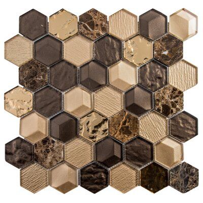 Upgrade your remodeling project with Andova’s Xen mosaic collection. These high-end tiles will instantly elevate your walls and floors with a modern, clean and fresh look. Manufactured from top quality glass and marble, these hexagon shaped mosaics are versatile and multi-functional. The geometric hexagon beehive shape will be a fashion statement in your kitchen, bathroom, entryway, garden, pool, accent wall- virtually anywhere. Colour: Spirit Gold Mosaic Tile, Entryway Garden, Hexagon Tile Bathroom, Glass Backsplash Kitchen, Stone Mosaic Wall, Mosaic Backsplash Kitchen, Gold Tile, Gold Mosaic, Wall Tiles Design