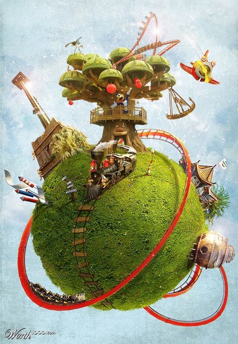 Planet joy PortAventura by fisane made for Worth1000 Invest In Our Planet Poster Drawing, Planet Vs Plastic Poster Drawing, Artificial Planet Concept Art, Earth Like Planet Concept Art, Ocean Planet Concept Art, Blender Character, Little Big Planet, Planet Drawing, Small Planet