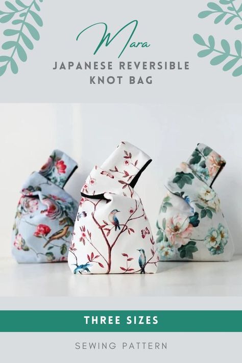 Japanese Handbag Patterns, Knot Bag Sewing Pattern, Japanese Drawstring Bag, Diy Japanese Knot Bag, Japanese Bag Design, Japanese Bag Pattern Free, Japanese Knot Bag Pattern Free Tutorials, Japanese Bags To Sew, Small Bags To Sew