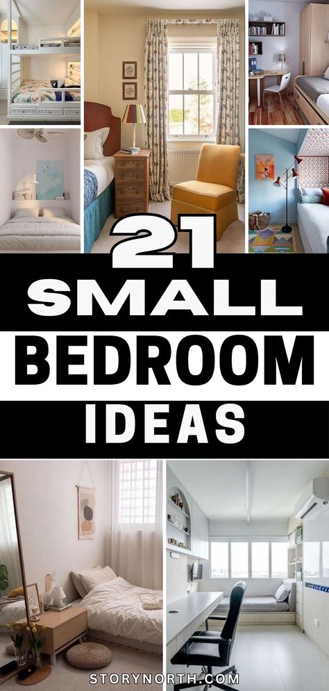 Save this pin for creative ways to maximize your small bedroom space! Discover stylish decor tips and organization hacks to make your room feel spacious and inviting. #SmallBedroomIdeas #HomeDecorTips #InteriorDesignInspo Small Room Decorations Ideas, Decor For Small Rooms Bedroom Ideas, Small Room Bed Ideas Space Saving, Against The Wall Bed Ideas, Bedroom Color For Small Rooms, How To Make Space In A Small Bedroom, Diy Small Bedroom Decor, 7x7 Bedroom Ideas, Styling A Small Bedroom