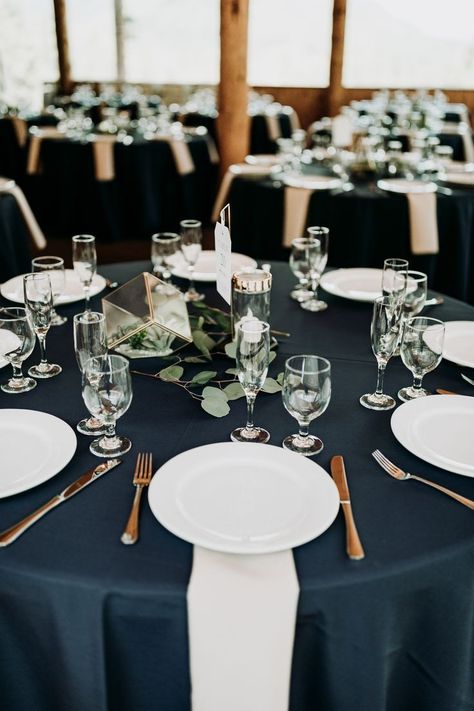 Navy Blue And Mint Green Wedding Decorations Table Settings, Navy Blue Round Tablecloth, Navy White And Greenery Wedding, Blue And Black Table Decorations, Dark Navy Blue And Gold Wedding, Navy Blue Linens Wedding, Navy Blue Table Linens Wedding, Navy Blue And Gold Wedding Table Setting, Wedding Table Settings Navy Blue