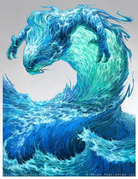 Water elemental Water Elemental, Heroic Fantasy, Fantasy Beasts, 다크 판타지, Monster Concept Art, Water Element, Fantasy Creatures Art, Fantasy Monster, Wow Art