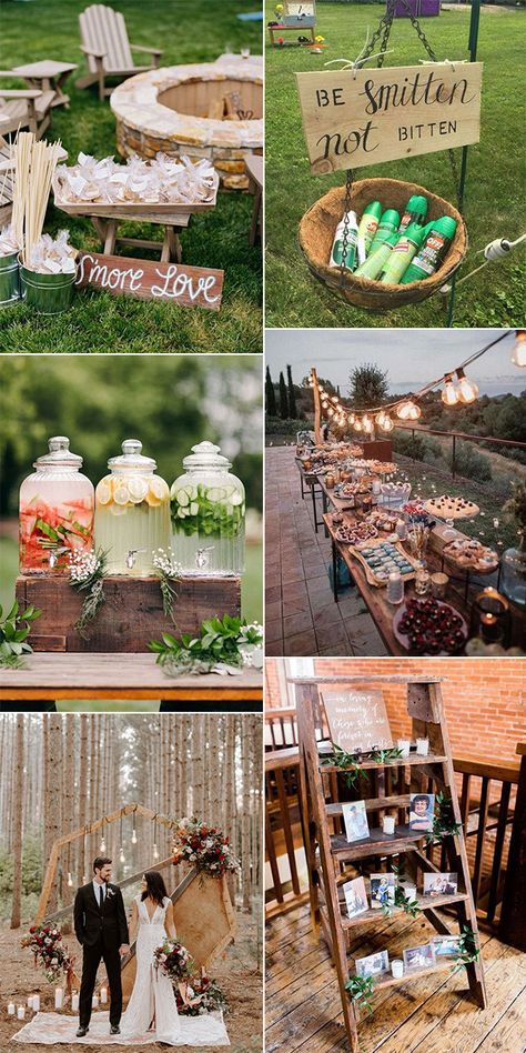 Backyard Country Wedding Reception, Vow Renewal Ideas 40 Years, Outdoor Wedding Ideas Boho, Easy Outdoor Wedding Ideas, Country Backyard Wedding Ideas, Wedding Rustic Decoration Outdoor, November Backyard Wedding Ideas, Rustic Outdoor Reception, Wedding At A Campground