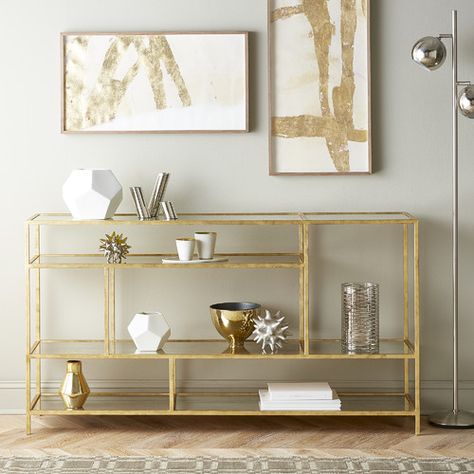 Console Table Set, Brass Console Table, Hall Console, Console Table Living Room, Terrazzo Floors, Contemporary Console Table, Console Table Decorating, Gold Furniture, Brown Furniture