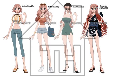 One Piece Clothes Outfits Anime, Wano Outfit Oc, One Piece Oc Hedi, Hedi One Piece Oc, One Piece Outfits Anime, One Piece Anime Outfits, One Piece Oc Female Pirate, One Piece Oc Outfit, One Piece Outfit Ideas