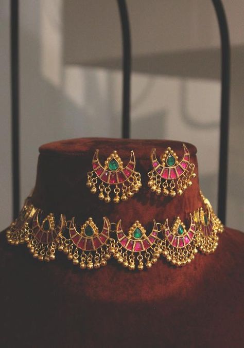 Indian Choker Necklace Set, Bridal Indian, Indian Choker, Indian Choker Necklace, Choker Necklace Designs, Gold Necklace Indian, Gold Necklace Indian Bridal Jewelry, Antique Jewelry Indian, Indian Jewelry Sets